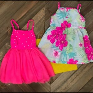 6M Kids Pink polka dots and Flower Sundresses Set